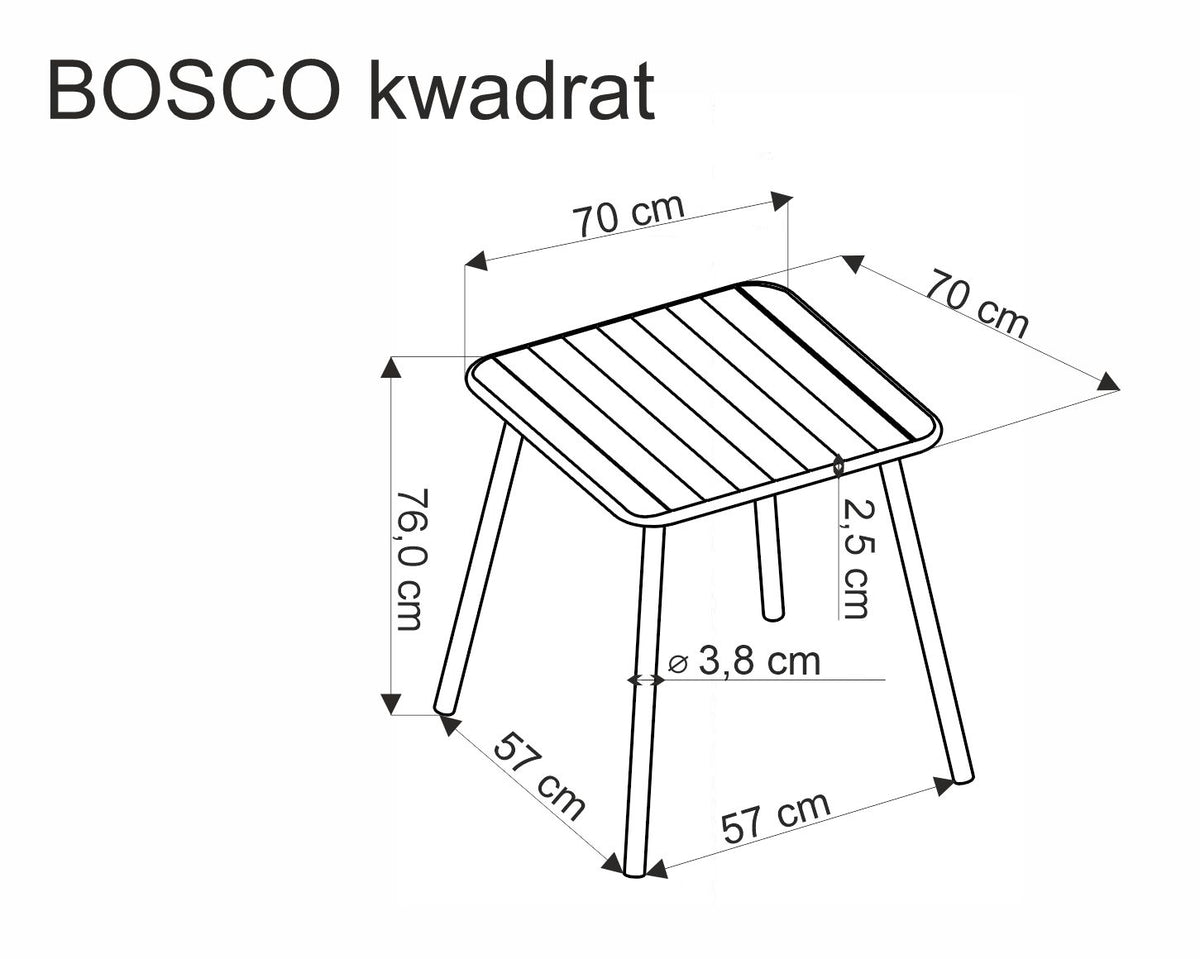Bosco négyzetes kerti asztal