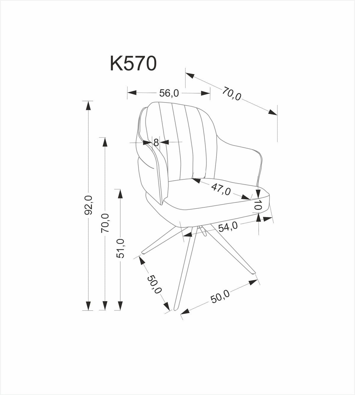 K570 forgatható táskarugós szék