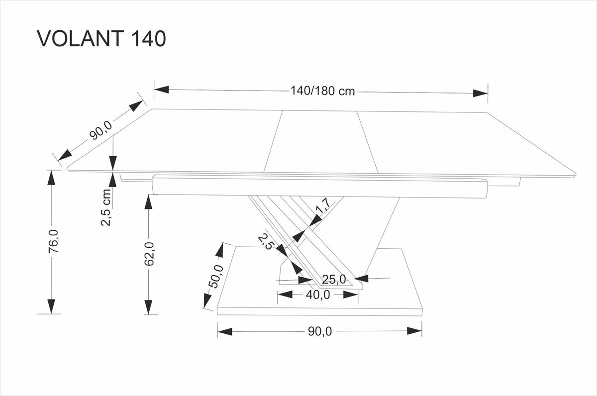 Volant 140 bővíthető étkezőasztal