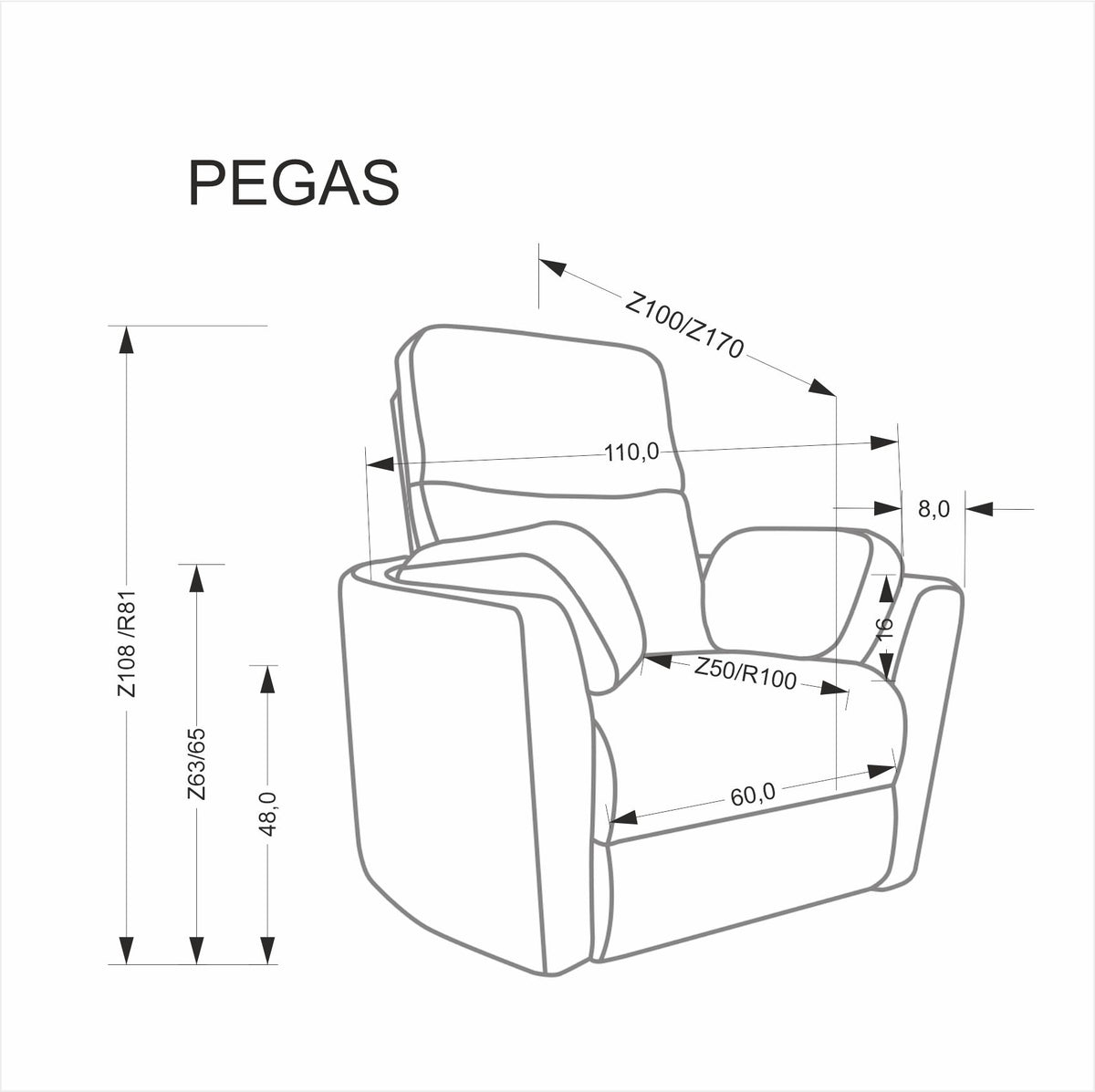 Pegas elektromosan dönthető pihenőfotel, hint- és forgó funkcióval