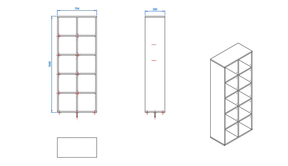 Simple dupla 2x5 könyvespolc