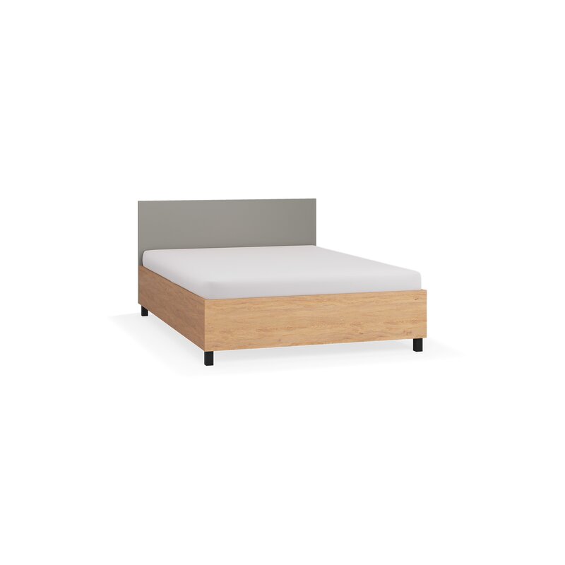 Simple franciaágy tárolós ágyráccsal – 140×200, tölgy/szürke