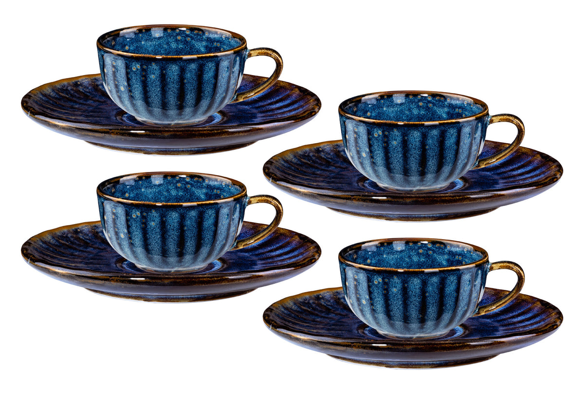 Cup saucer kpl. 4 pcs. Deep teás- és kávéskészlet, kék