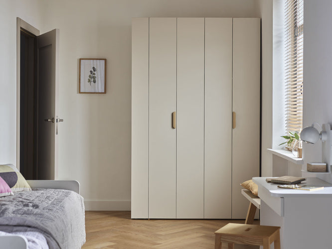 Stor cabinet system - presets 125x225 Stor COMFORT interior long handle rounded body front ruhásszekrény, tölgy homok bézs