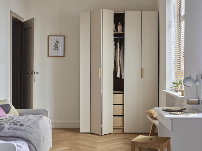 Stor cabinet system - presets 125x225 Stor interior Maxi short handle metal body front side overlays ruhásszekrény, rózsaszín arany tölgy homok bézs