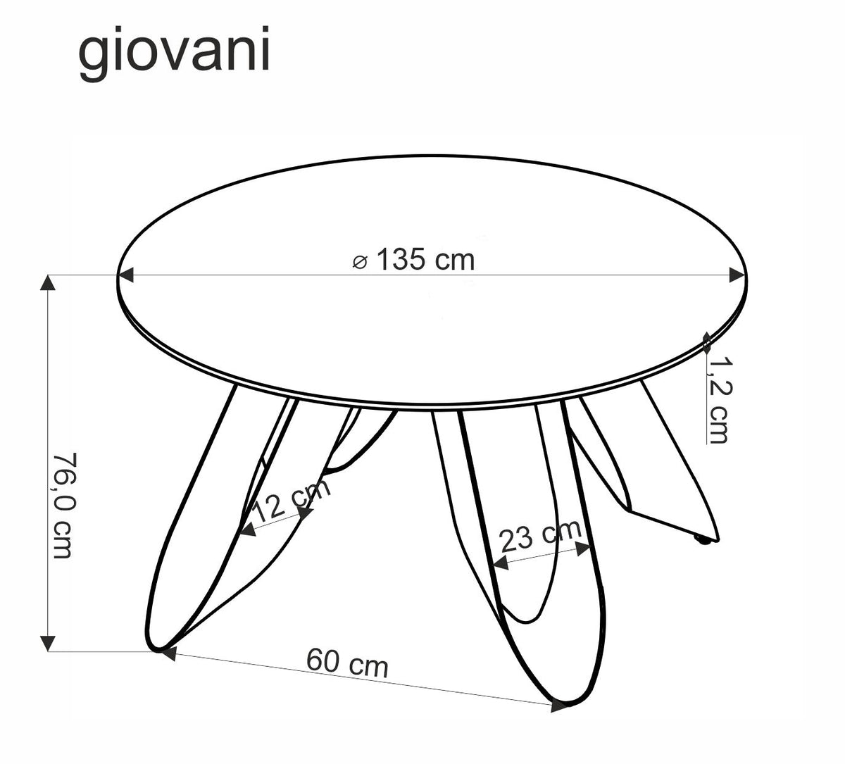 Giovani kerek étkezőasztal