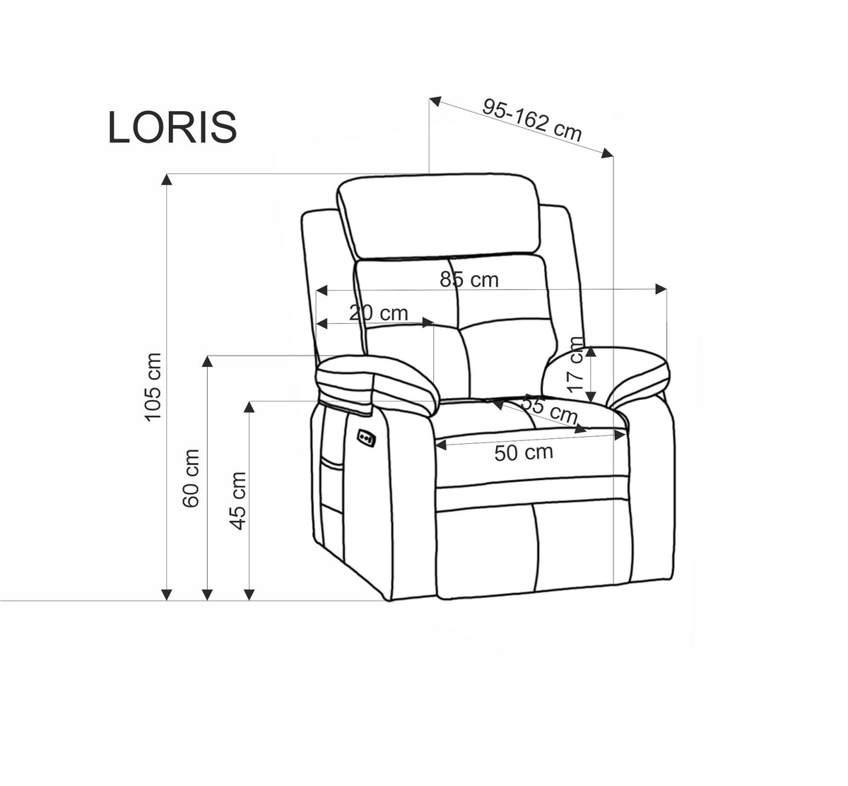 Loris elektromosan dönthető pihenőfotel
