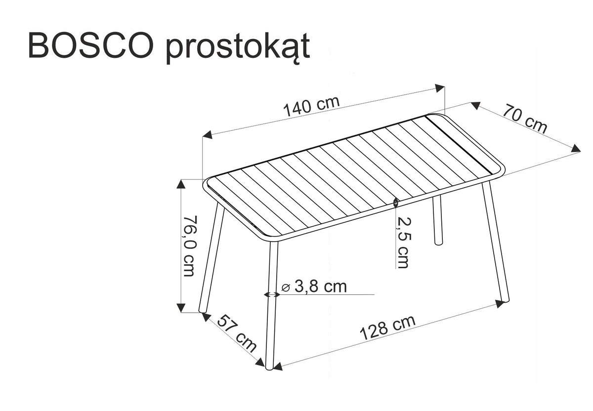 Bosco téglalap kerti asztal