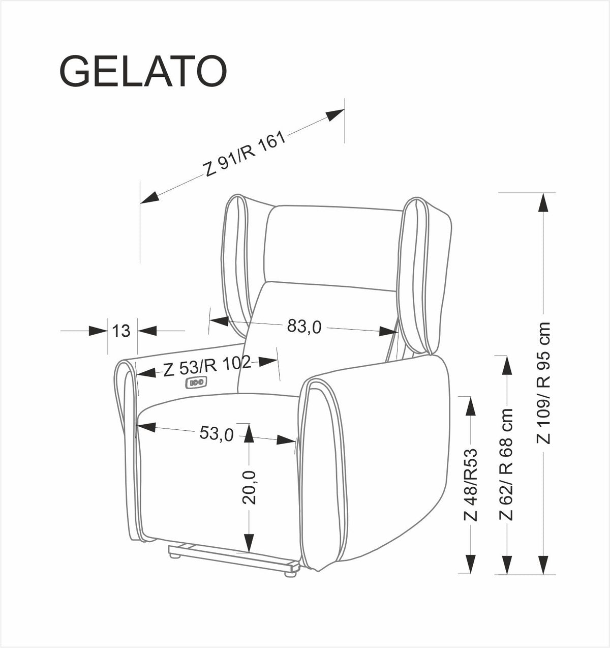 Gelato elektromosan dönthető pihenőfotel