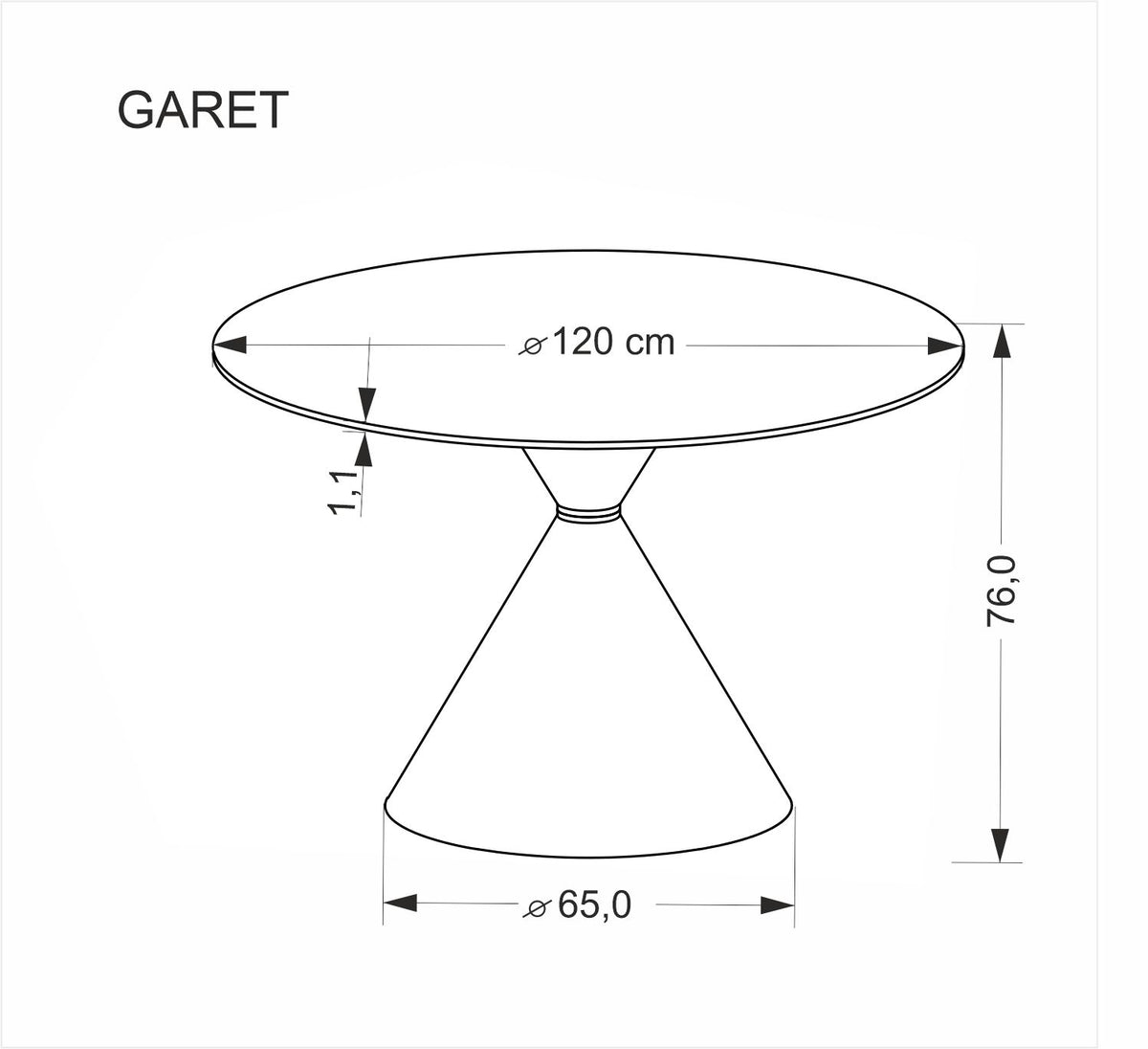 Garet kerek étkezőasztal