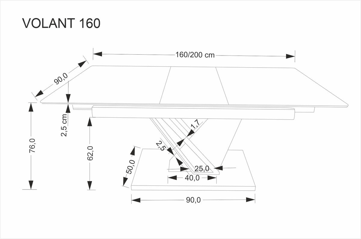 Volant 160 bővíthető étkezőasztal