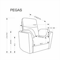 Pegas elektromosan dönthető pihenőfotel, hint- és forgó funkcióval