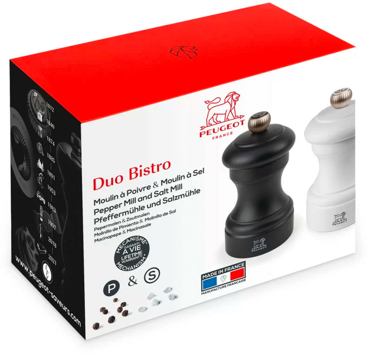 Salt pepper shaker kpl. BISTRO PEUGEOT / só- és borsszóró, fehér fekete