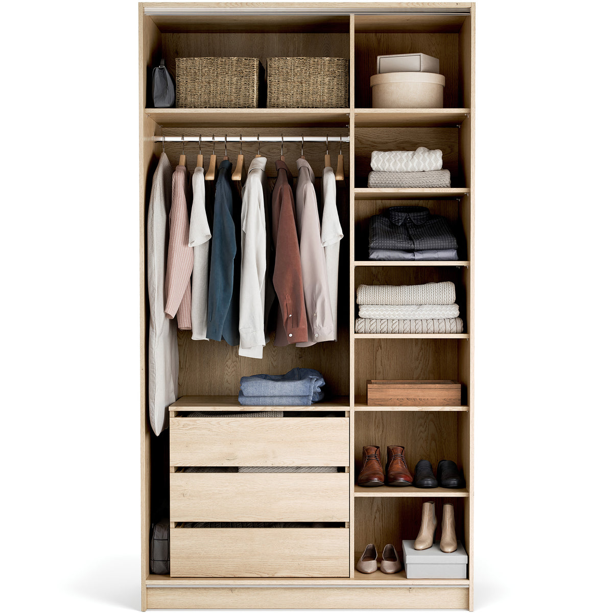 Stor cabinet system - presets 125x225 Stor interior Maxi short handle metal body front side overlays ruhásszekrény, rózsaszín arany tölgy homok bézs