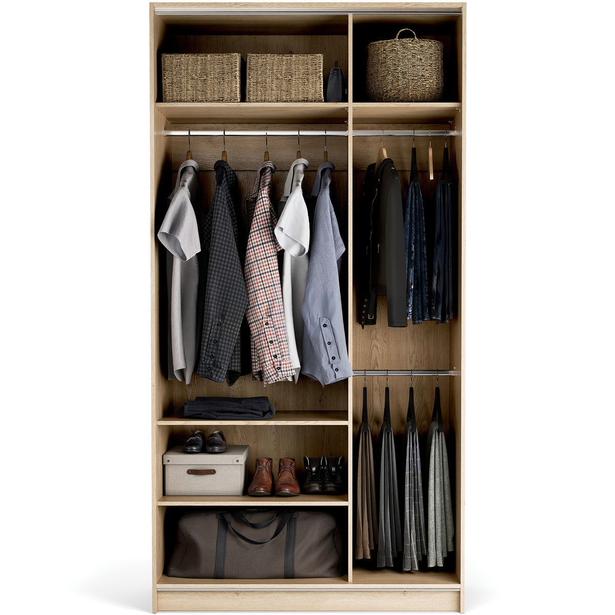 Stor cabinet system - presets 125x240 Stor EASY interior short handle rounded body front side overlays ruhásszekrény, arany tölgy fehér