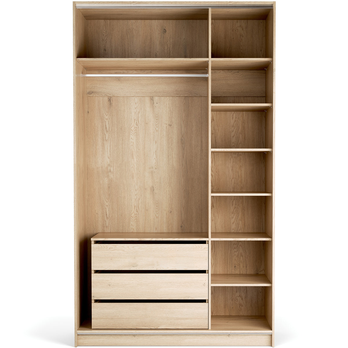 Stor cabinet system - presets 140x240 Stor Maxi interior long handle rounded body front side overlays ruhásszekrény, tölgy homok bézs