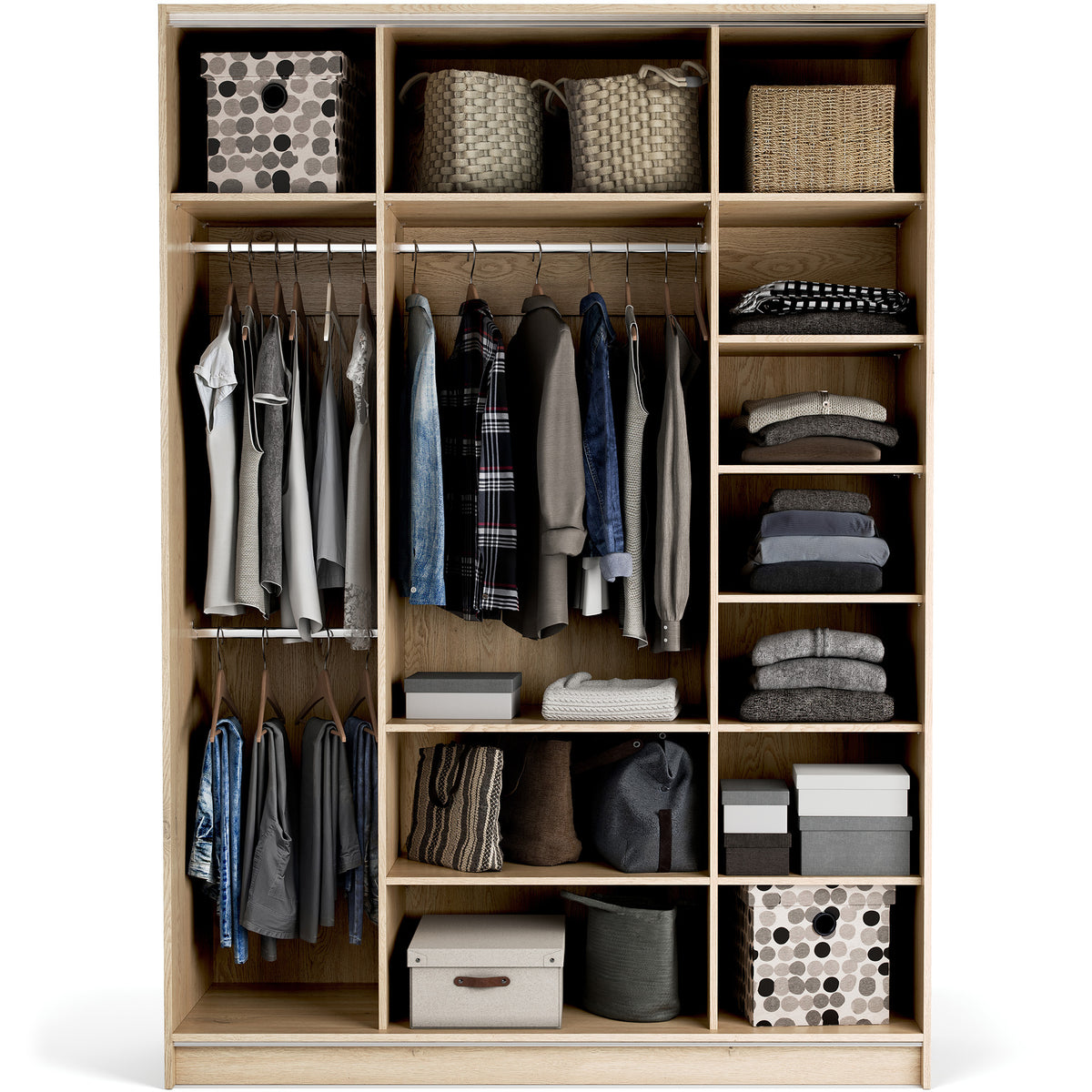 Stor cabinet system - presets 160x225 Stor interior EASY handle short rounded body front ruhásszekrény, tölgy