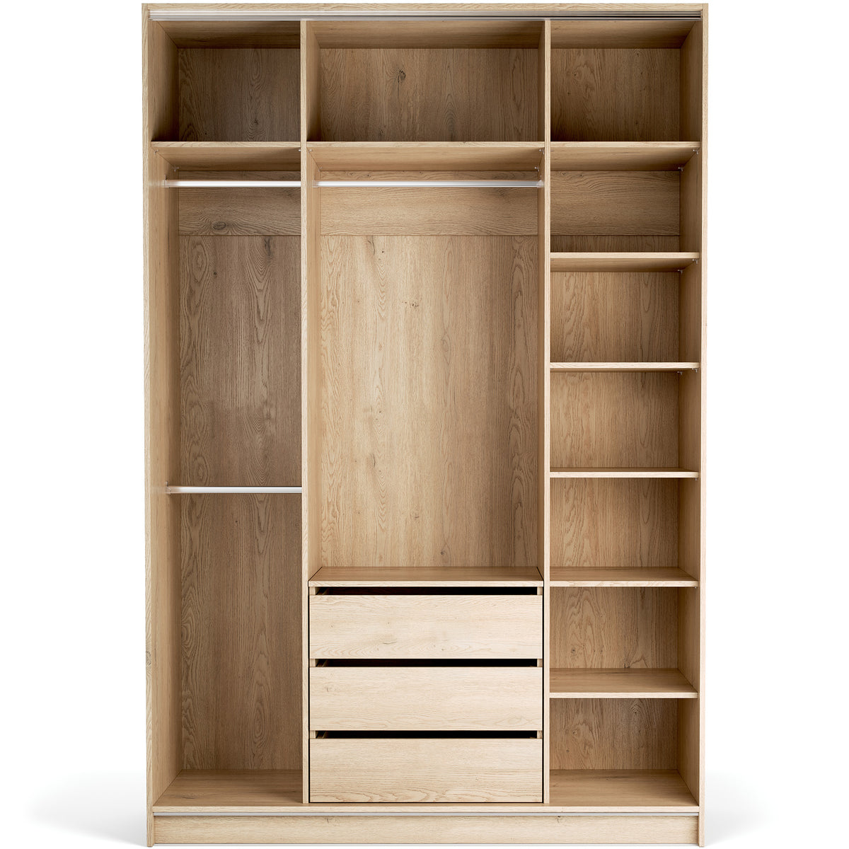Stor cabinet system - presets 160x240 Stor COMFORT interior short handle rounded body front side overlays ruhásszekrény, arany tölgy homok bézs