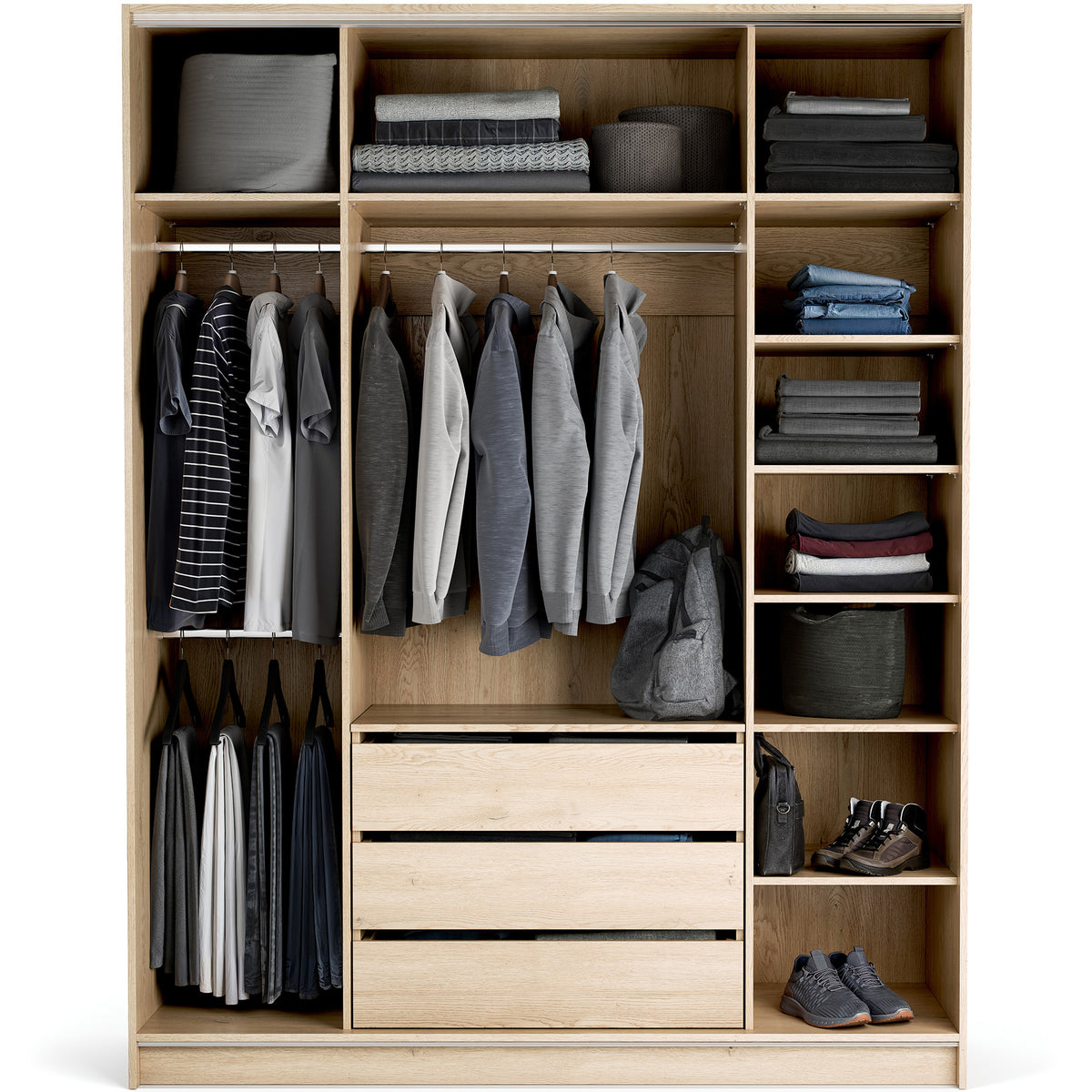 Stor cabinet system - presets 175x225 Stor interior COMFORT handle short rounded body front ruhásszekrény, tölgy