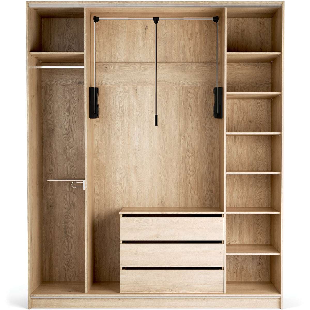 Stor cabinet system - presets 200x240 Stor Maxi interior short handle metal body front side overlays ruhásszekrény, rózsaszín arany tölgy homok bézs