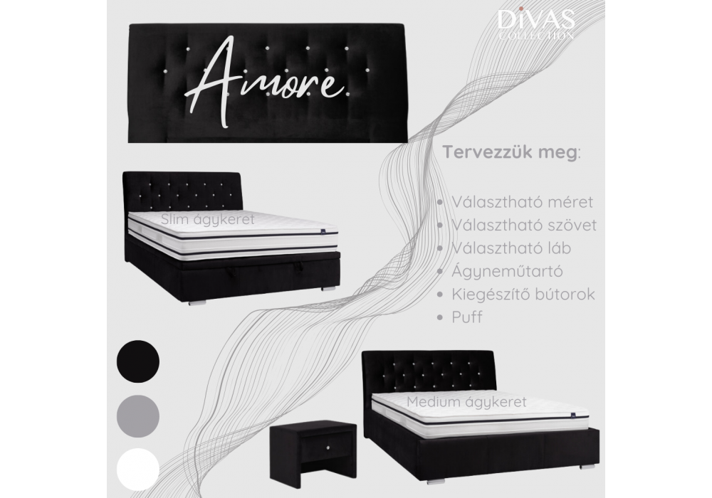 Amore tervezhető egyedi kárpitozott  ágy - Divas Lakberendezés