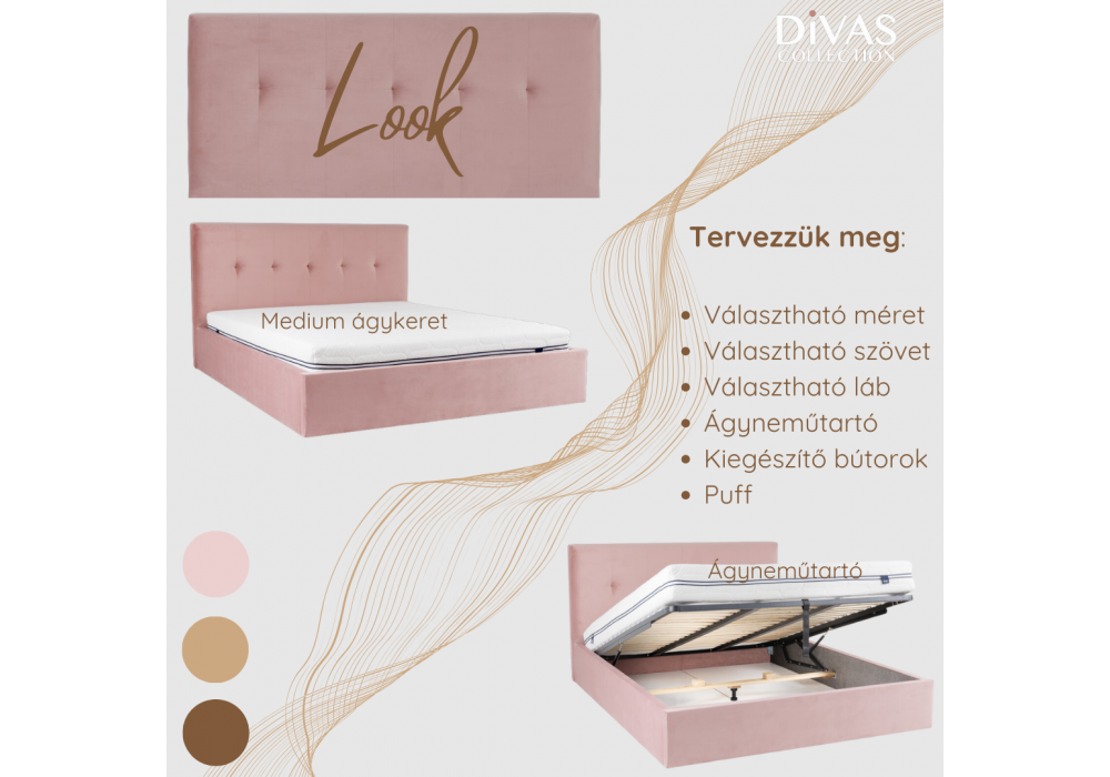 Look tervezhető egyedi kárpitozott  ágy - Divas Lakberendezés