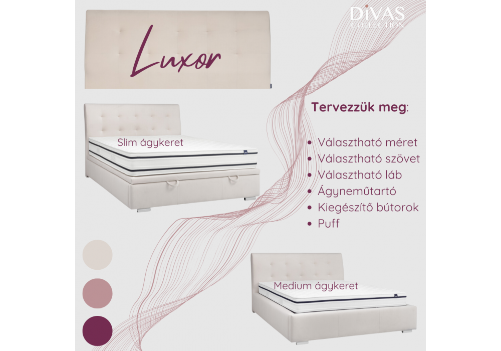 Luxor tervezhető egyedi kárpitozott  ágy - Divas Lakberendezés