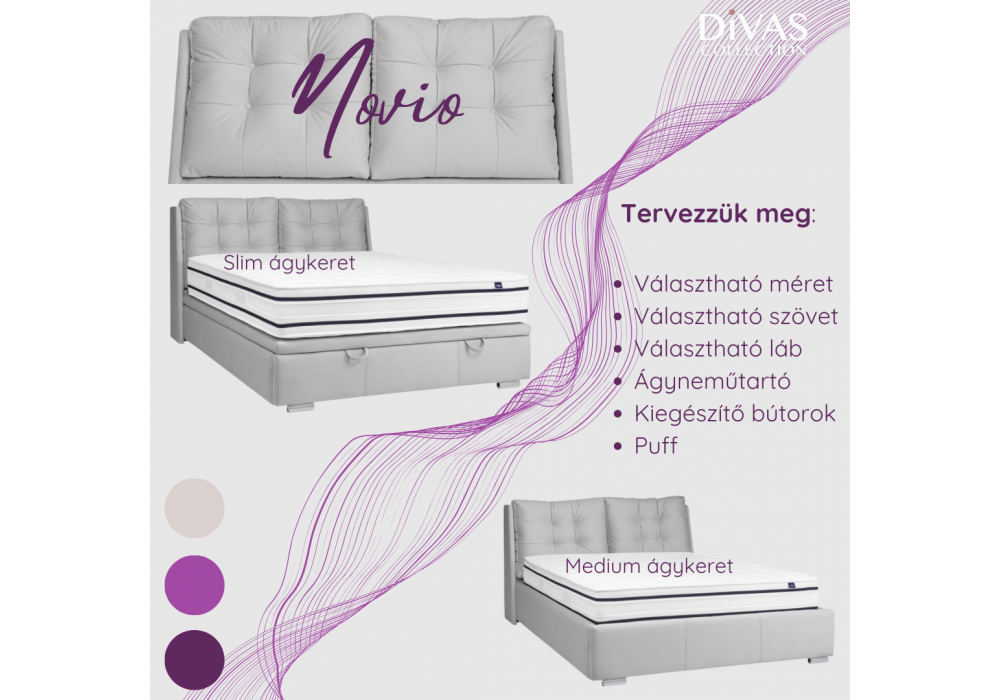 Novio tervezhető egyedi kárpitozott  ágy - Divas Lakberendezés