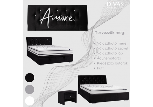 Amore tervezhető egyedi kárpitozott  ágy - Divas Lakberendezés