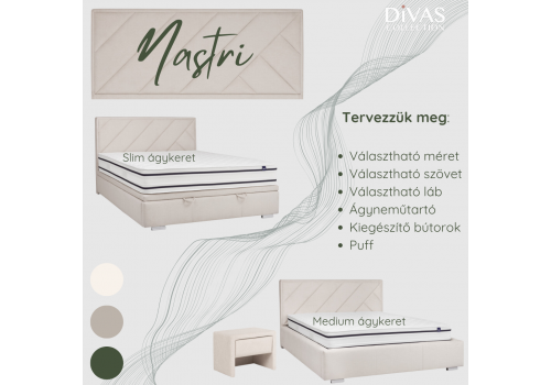 Nastri tervezhető egyedi kárpitozott  ágy - Divas Lakberendezés