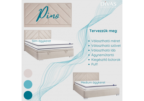Pino tervezhető egyedi kárpitozott  ágy - Divas Lakberendezés