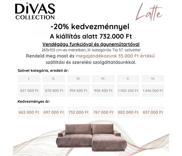 Latte sarokkanapé 