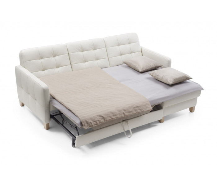 Gala Elio sarokkanapé fehér bőrrel