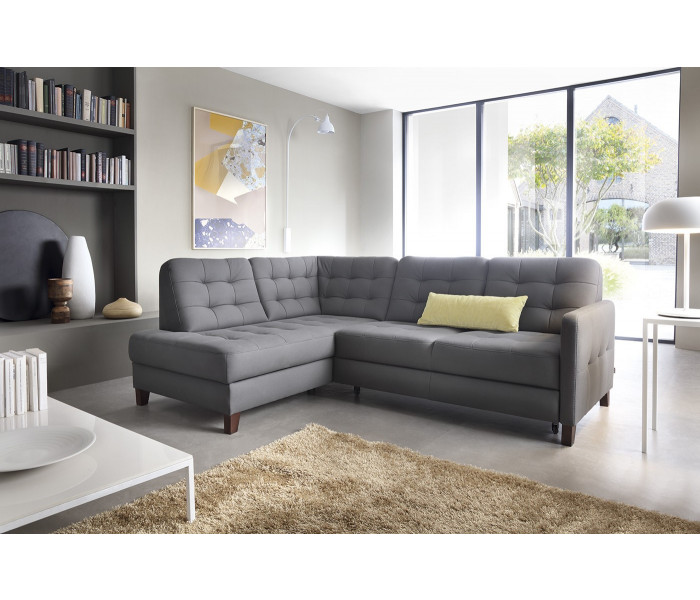 Gala Elio sarokkanapé szürke bőrrel