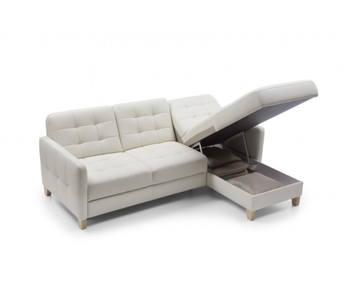 Gala Elio sarokkanapé fehér bőrrel