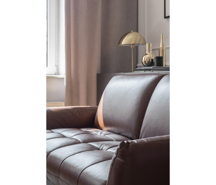 Gala Nicea sarokkanapé barna bőrrel