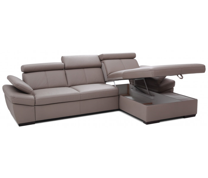 Gala Salerno sarokkanapé szürke bőrrel