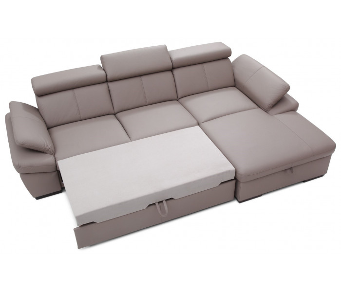 Gala Salerno sarokkanapé szürke bőrrel