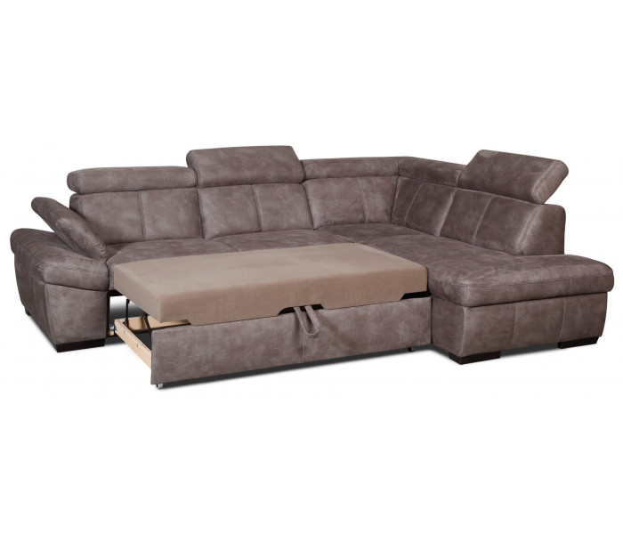 Gala Salerno sarokkanapé barna bőrrel