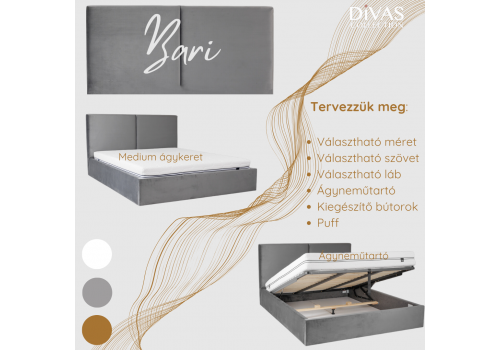 Bari tervezhető egyedi kárpitozott  ágy - Divas Lakberendezés