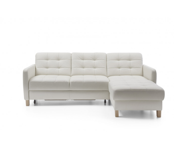 Gala Elio sarokkanapé fehér bőrrel