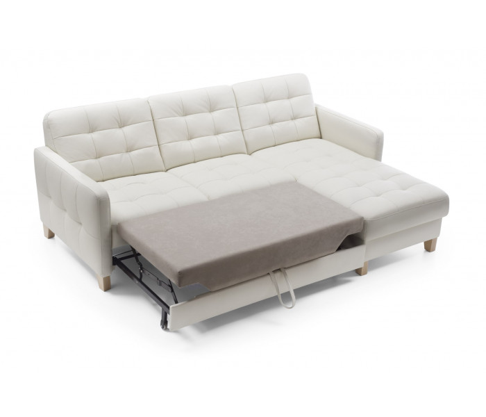 Gala Elio sarokkanapé fehér bőrrel