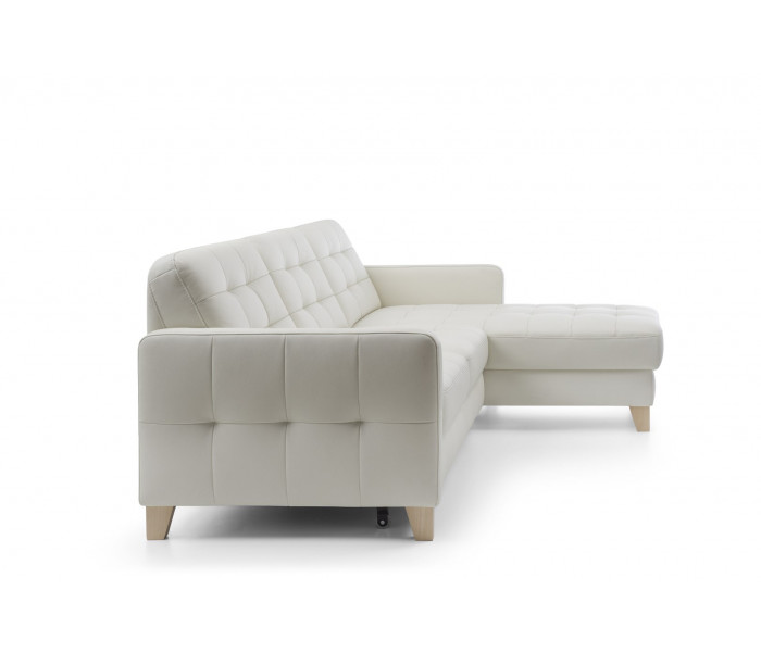 Gala Elio sarokkanapé fehér bőrrel