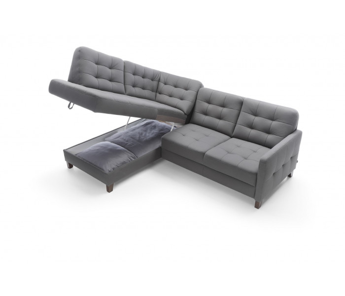 Gala Elio sarokkanapé szürke bőrrel